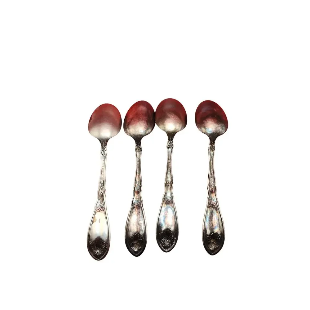 4 Oneida La Vigne Silverplate 1908 Five O’Clock Teaspoon Vintage Grape 5 1/8”